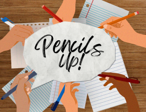 illustration of people writing by hand
